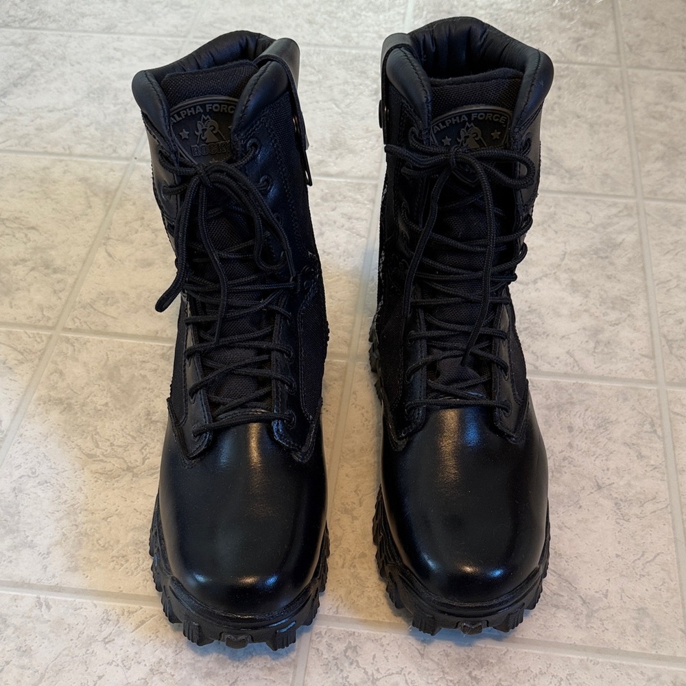 Rocky Alpha Force Side Zipper Waterproof Black Men's Boots. NWOT